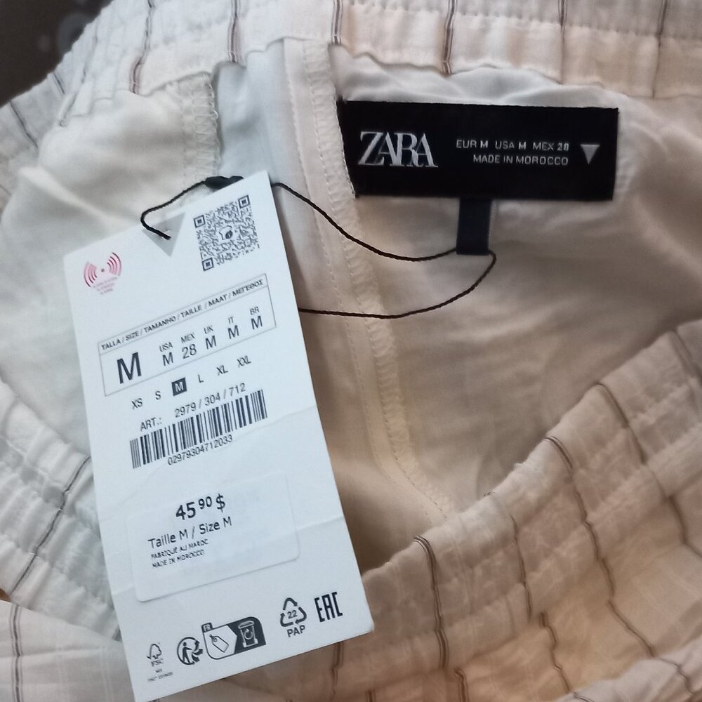 ZARA NWT cream striped shorts - Picture 8 of 10